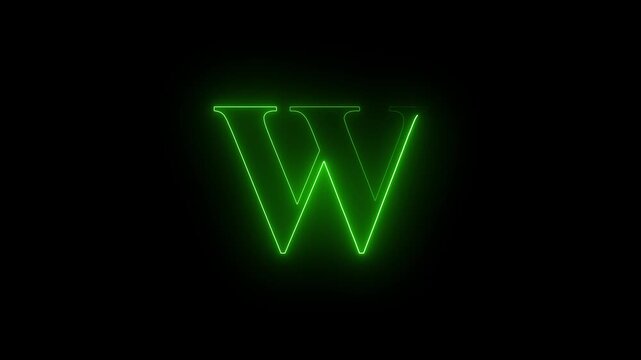 Glowing Neon Alphabet W Text Icon Animation with a Bright Futuristic Light Effect for Digital Media Branding Motion Graphics and Creative Stock Footage