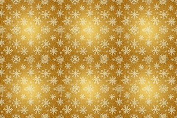 Christmas seamless pattern &ndash; white snowflakes of various shapes and sizes on golden background. Elegant winter design for seasonal wrapping, greeting cards, textiles, and festive digital projects.