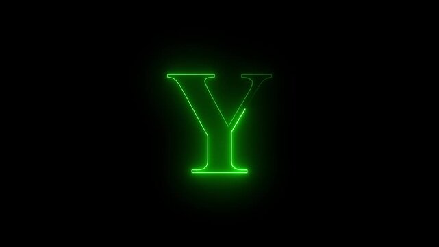 Glowing Neon Alphabet Y Text Icon Animation with a Bright Futuristic Light Effect for Digital Media Branding Motion Graphics and Creative Stock Footage