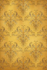 Aged Vertical Damask Wallpaper Pattern in Antique Gold and Sepia