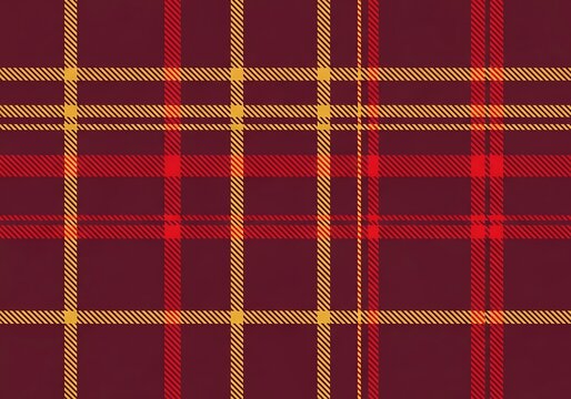 Burgundy and Gold Plaid Pattern for Textile Design