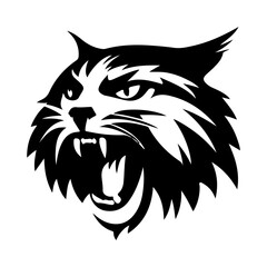 Fototapeta premium Fierce Lynx Head Silhouette with Detailed Features and Intense Expression