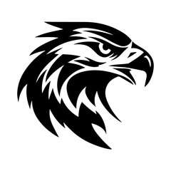 Obraz premium Fierce Eagle Head Silhouette Illustrating Strength, Power, and Freedom in Bold Black Design for Creative Use