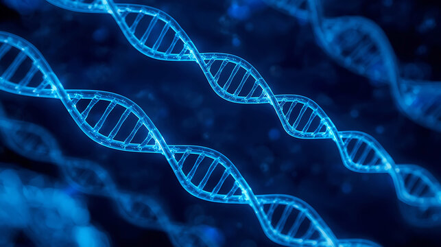 DNA Helix Illustration Science and Medicine Genetic Code Molecular Structure in Blue Tones