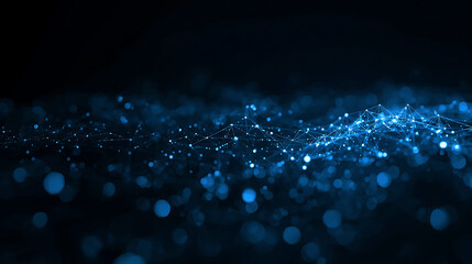 Futuristic technology background with glowing blue dots and lines showcasing a connected network system
