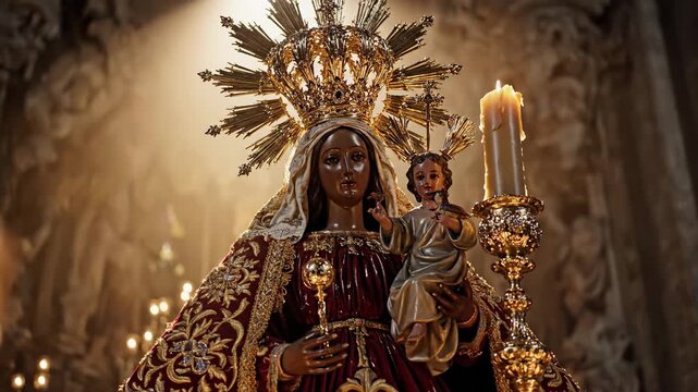 Our Lady of Candelaria Statue - Religious Iconography and Devotion.