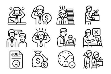 Fototapeta premium Job termination, financial distress, work pressure, and career burnout concepts