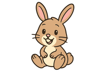 Obraz premium Adorable brown bunny character sitting down with a happy smile and big ears