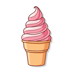 Delicious pink swirled ice cream cone, a sweet and refreshing treat, perfect for summer enjoyment