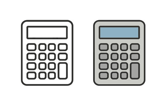 Simple electronic calculator device showing display screen and numeric buttons