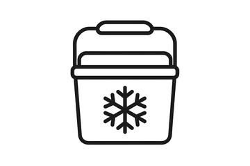 Portable cooler box or freezer container with a snowflake symbol for cold storage