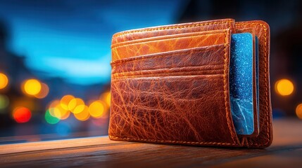 Carry Cashless Convenience with a Stylish Leather Wallet and Credit Cards, Perfect for Modern Lifestyles and Secure Transactions at Night