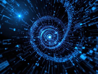 Abstract Digital Swirl of Light and Data Representing Futuristic Technology and Innovation