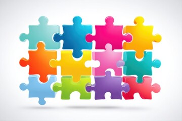 Colorful Puzzle Pieces Connected Together Teamwork Problem Solving on transparent background