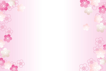 梅の花のフレーム　背景　年賀状　テンプレート