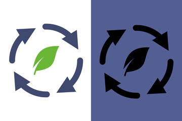 Eco Recycling Leaf Icon Symbol for Sustainability and Environment