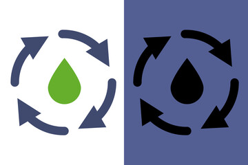 Water Recycling Icon &ndash; Hydration Cycle and Eco Water Conservation Symbol