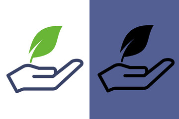 Eco Hand with Leaf Icon &ndash; Nature Care and Sustainability Symbol