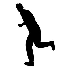 Running Man Silhouette in Tilted Forward Pose for Animation Frames