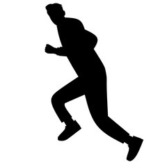 Running Man Silhouette in Balanced Jogging Pose for Motion Study