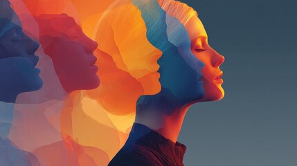 Abstract Multifaceted Portrait of a Person.