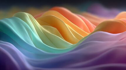 Abstract Rainbow Waves Flowing Smoothly with Soft Lighting.