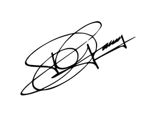 Overall Style and Form: The image features a highly stylized logo or signature, drawn with thick, flowing, connected lines, resembling calligraphy or artistic cursive.