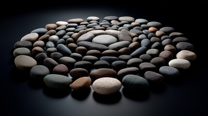 Balanced pebble circle arrangement zen inspired