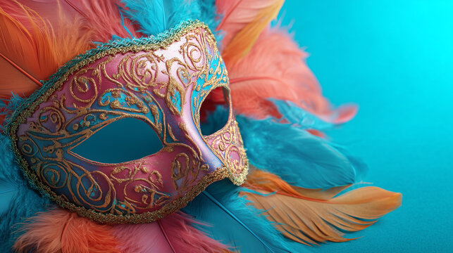 Luxury feather mask colorful celebration style