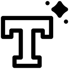Typography. Outlined stroke vector icon with black-filled details.