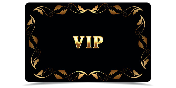 VIP gold card. Luxury texture template vip design. Golden ticket on black background for invitation, club, award, casino, certificate. Exclusive premium card. - Powered by Adobe