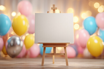 Artistic empty canvas display festive celebration scene