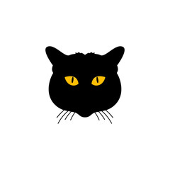 Black cat face vector illustration 