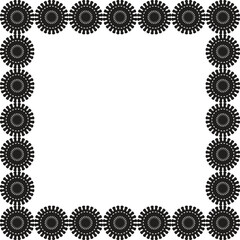 Ornate geometric floral pattern frame design element with abstract circular motifs