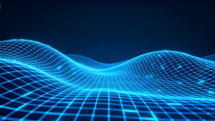 3D Cyber Grid Holographic Wave Technology Background