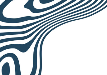 Minimalist abstract wavy frame with dark blue lines on a clean white background. Eps 10