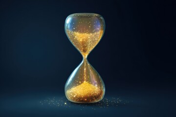 Time Elapses Golden Hourglass Sparkles Countdown Clock Transience Deadline on transparent background
