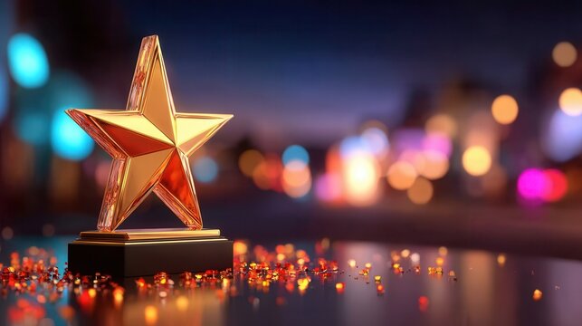 Celebrate achievement with this stunning gold star trophy, perfect for awards ceremonies, corporate recognition events, and honoring excellence in style