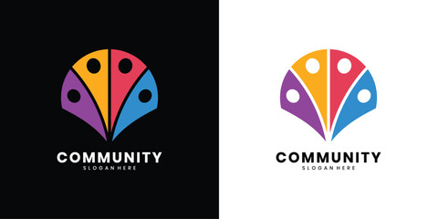 Colorful community people logo design