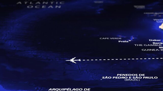 Flight from Abuja NIGERIA to Paramaribo SURINAME with flag pins