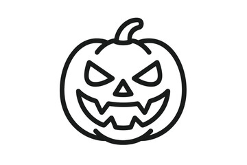 Spooky Halloween Jack-o'-lantern featuring a carved angry face and stem detail