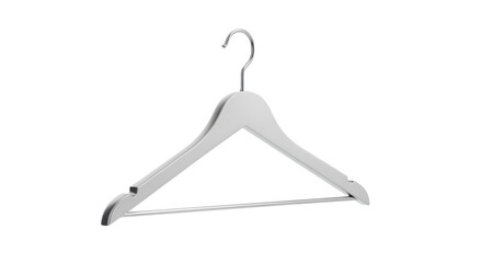 Minimalist white wooden clothes hanger on a clean white background presenting practical and stylish wardrobe organization accessory showcasing