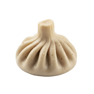 A single georgian khinkali dumpling isolated on a black background studio shot