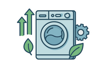 Energy efficient washing machine with performance arrows and eco leaves