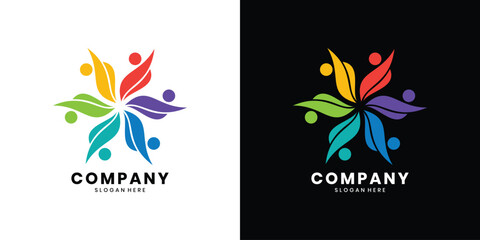 Colorful abstract people community logo design