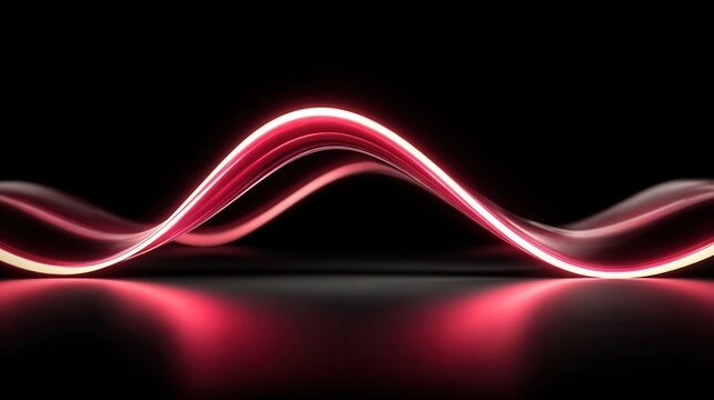 Elegant flowing light wave effect for modern designs and stylish backgrounds with a touch of glowing red energy and smooth curves on a dark surface