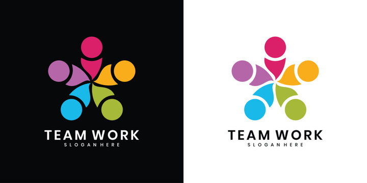Colorful abstract teamwork people logo design