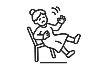 Senior person falling from a chair due to loss of balance or sudden dizziness