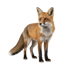 Obraz premium A stunning red fox stands alert against a dark background showcasing its natural beauty and