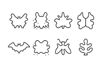 Abstract organic shapes and spooky Halloween elements in minimalist line art